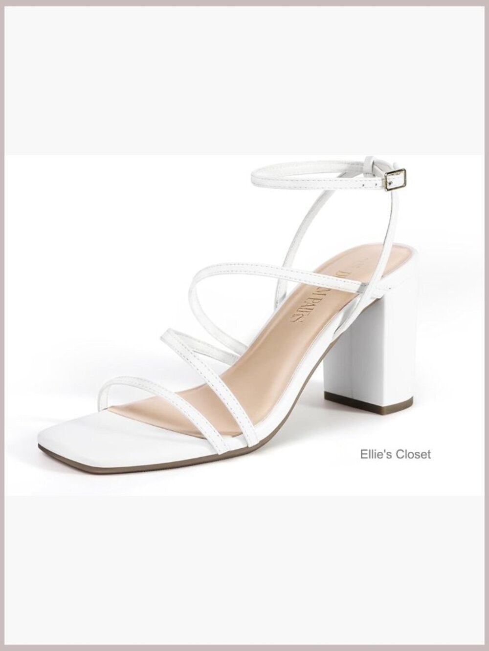 Chunky Block Heeled Sandals Square Open Toe Ankle Buckle 3.15 Inch Heel